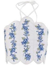 Agua Bendita - Nader Serenity Floral-Embroidered Scalloped-Edge Top - Lyst