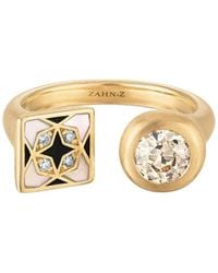ZAHN-Z - 14k Yellow Gold Sadaf And I Mother-of-pearl And Diamond Open Ring - Lyst