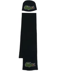 Lacoste - Logo-Intarsia Scarf And Beanie Set - Lyst