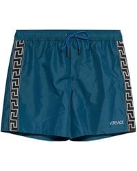 Versace - Patterned-Stripe Swim Shorts - Lyst
