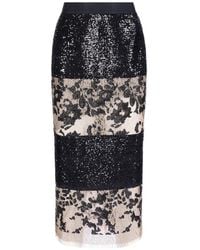 IMROSKA - Zebra Dune Sequin-Embellished Floral Midi Skirt - Lyst