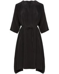Yves Salomon - V-Neck Tie Silk Midi Dress - Lyst