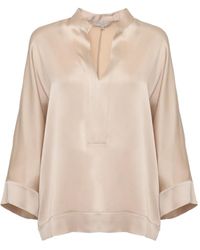 Antonelli - Satin-Finish V-Neck Blouse - Lyst