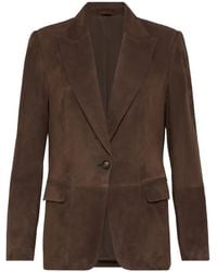 Brunello Cucinelli - Suede Blazer - Lyst