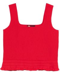 Maje - Geribbelde Top Met Ruches - Lyst