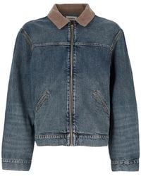 FRAME - Corduroy-Collar Trucker Denim Jacket - Lyst