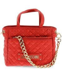 Moschino - Mini Love Quilted Logo-Plaque Tote Bag - Lyst