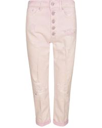 Dondup - Geknöpfte Cropped-Hose im Distressed-Look - Lyst