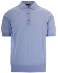 BOSS - Short-Sleeved Knitted Polo Shirt - Lyst