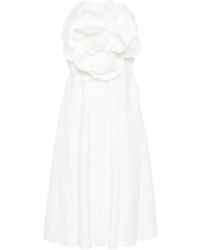 Nissa - Floral-appliqué Taffeta Midi Dress - Lyst