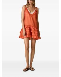 Pink - Ruffled Tiered Mini Dress - Lyst