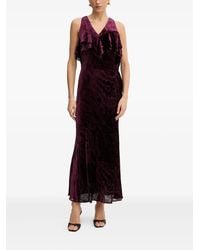Twinset - Ruffled-Neck Velvet Maxi Dress - Lyst