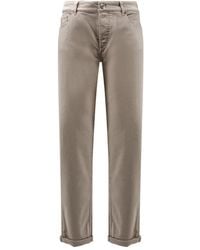 Brunello Cucinelli - Logo-Embroidered Five-Pocket Trousers - Lyst