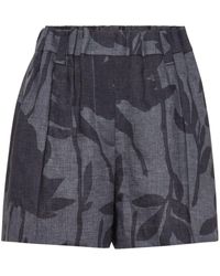 Brunello Cucinelli - Linen Printed Bermuda Shorts - Lyst