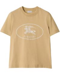 Burberry - Katoenen T-Shirt Met Ridderprint - Lyst