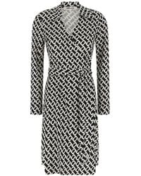 Diane von Furstenberg - Jeanne Geometric-Print Wrap Silk Mini Dress - Lyst