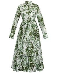 Erdem - Leaf Print Tie Midi Dress - Lyst
