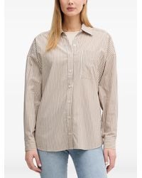 Benetton - Vertical-Stripe Chest-Pocket Shirt - Lyst