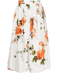 Erdem - Falda de popelina con estampado floral - Lyst