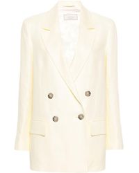 Peserico - Linen Double-breasted Blazer - Lyst