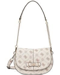 Guess - Logo-Pattern Chain Satchel - Lyst
