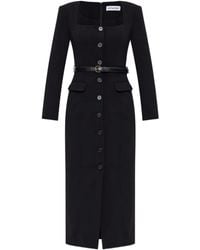 Self-Portrait - Button-Front Belted Midi Dress - Lyst