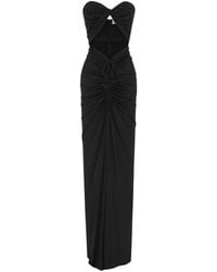 Saint Laurent - Strapless Cutout Gathered Knitted Maxi Dress - Lyst