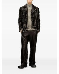 DIESEL 'L-Hein' Leather Jacket in Black for Men | Lyst