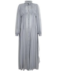 Alberta Ferretti - Ruffled-Collar Pleated Maxi Dress - Lyst
