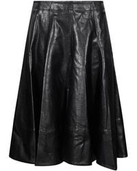 Thelaurent - Paneled Leather Midi Skirt - Lyst