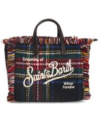 MC2 Saint Barth - Borsa Tote Vanity Mini Tartan Con Frange - Lyst