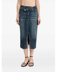 Desigual - Twisted Panelled Midi Denim Skirt - Lyst