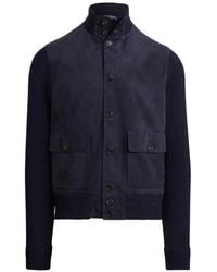 Ralph Lauren - Knitted Jacket With Suede Panelling - Lyst