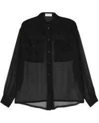 Saint Laurent - Semi-Sheer Silk Shirt - Lyst