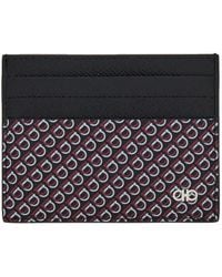 Ferragamo - Micro Hook-Print Hammered Leather Card Holder Accessories - Lyst