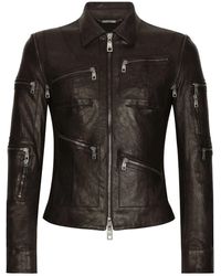 Dolce & Gabbana - Leather Biker Jacket - Lyst