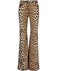Roberto Cavalli - Leopard-Print Flare Trousers - Lyst