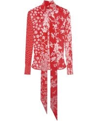 Marine Serre - Floral-Print Tie-Neck Blouse - Lyst