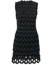 Carolina Herrera - Embellished Crochet Knit Sleeveless Mini Dress - Lyst