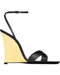 Saint Laurent - 110Mm Crossover-Straps Wedge Sandals - Lyst
