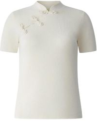 Shanghai Tang - Knotted-Detail Short-Sleeve Qipao Top - Lyst