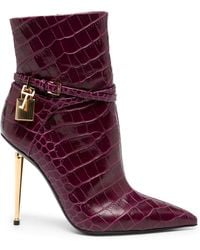 Tom Ford - Padlock Crocodile-embossed Ankle Boots - Lyst