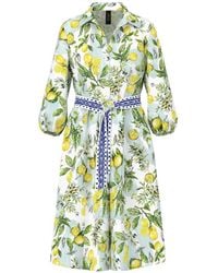 Marc Cain - Lemon-Print Belted Midi Dress - Lyst