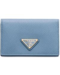Prada - Triangle-Logo Leather Card Holder - Lyst