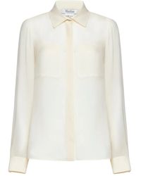 Max Mara - Embroidered-Pocket Silk Shirt - Lyst