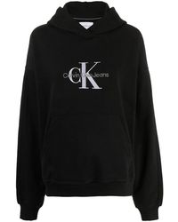 Calvin Klein - Bestickter Hoodie mit Kordelzug - Lyst