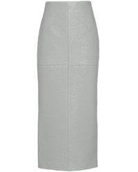Prada - Nappa-Leather Midi Skirt - Lyst