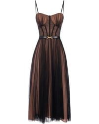 Elisabetta Franchi - Bustier Belt Tulle Dress - Lyst