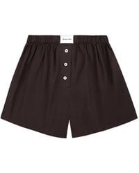 Sporty & Rich - Signature Logo-Patch Button-Detail Shorts - Lyst