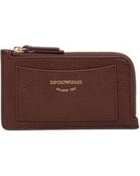 Emporio Armani - Logo-Print Pebbled-Leather Wallet - Lyst